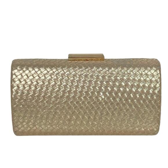 SONDRA ROBERTS Gold Basket Weave Clutch - Picture 5 of 12